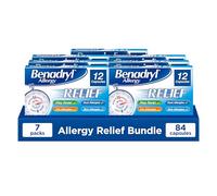Benadryl Allergy Relief Capsules (1 x 12 Capsules), Antihistamine Tablets with Acrivastine (Pack of 7)