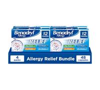 Benadryl Allergy Relief Capsules - Fast-Acting Antihistamine Capsules - Starts to Work in 15 Minutes - 12 Capsules (Pack of 4)