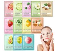 Benaewa 12 Pcs Daily Care Face Sheet Masks, Multipack Skincare Face Mask Set for Hydrating & Nourishing, Fruit Extract Facial Beauty