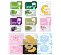 Benaewa 12 Pcs Face Mask Skincare Set, Skincare Set Including 3 Face, 3 Eye and 3 Lip Masks for Teenagers, Girls