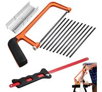 Benaewa 13pcs Junior Hacksaw with Mitre Block Set, Adjustable Metal Saw with 10 Exchangeable Blades for Cutting Metal, Plastic