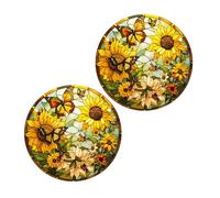 Benaewa 2 Pcs Suncatchers for Windows, 6 inch Sunflower Stained Acrylic Suncatcher, Colorful Window Hanging Decoration