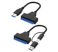 Benaewa 2 Pcs USB 3.0 to SATA Cable Adapter, Recovery High-speed Data Transfer for 2.5 inch SSD/HDD, Portable Double Head Type-C/USB 3.0 for 2.5 inch, 3.5 inch External Solid Drives