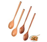Benaewa 4 Pcs Wooden Spoons, Natural Long Handle Wooden Spoon for Cooking, Kitchen Utensils