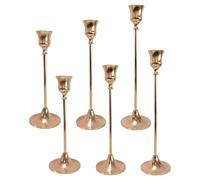 Benaewa 6 Pcs Gold Candle Holders, Vintage Modern Candle Sticks Holder for Party, Table Decoration