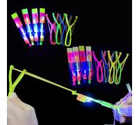 Benaewa 8Pcs Led Helicopter Catapult, Slingshot Flying Copters Toys for Christmas Day Party Outdoor Game for Kids Adults, Stress and Anxiety Relief