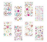 Benaewa Face Gems Stick on,Face Glitter Rhinestones for Makeup, Jewels Stickers for Festival Party Face Nail DIY (8 Sheets)