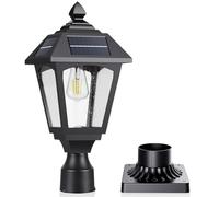 Benany Solar Post Lights Outdoor, Aluminium Solar Lamp Post Light with Pier Mount Base, Outside Decor for Yard Garden Pole Pillar, 100 Lumens (Warm White)