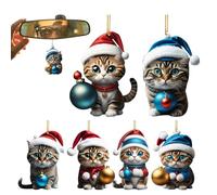 Benares Cat Christmas Decoration, 2d Acrylic Cat Christmas, Christmas Cat Car Suspending Ornaments, Christmas Tree Suspending Decor Merry Decor Ornaments, Cat Ornaments For Cat Lovers