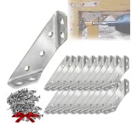 Benares Stainless Steel Furniture Corner Connector - Angle Fasten Connector | Furniture Triangle Support Frame | Angle Corner Brackets for Wood | Trapeziform Corner Brace with Screws