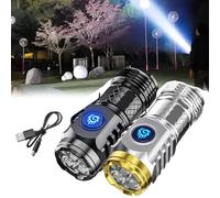 Benares Three-Eyed M-onster Flashlight - Super Bright Hand Flashlight | Rechargeable LED Torch | Pocket Flashlight | Waterproof Pocket Torch for Outdoor (5 Modes)