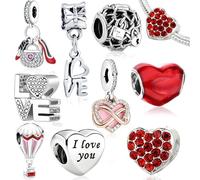 Benaton 9 Pieces Love Charm, Charms for Bracelet Gift for Women Set, Pendant Charm for European Bracelets and Necklaces, Love Heart Charms Dangles Gift Jewelry Valentinstag
