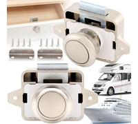 Benaton Pack of 2 Button Furniture Lock, 15-18 mm Push Button Lock, Push Lock Button Lock, Keyless Metal Push Button, Aluminium Alloy Push Lock Button Lock, Yacht/Cabinet (26 mm Hole)