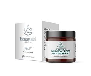Benatural Essentials Premium Colloidal Silver Aloe Hydrogel 100g | Soothing Gel For Minor Burns, Scratches and Rashes | Antibacterial & Antifungal | PH Balanced | Manufactured in the UK