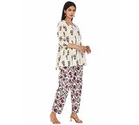 BENAVJI Presents 2 Piece Pant & Tunic Top 3/4 Sleeves Summer Outfits Women's Indian Co-ord Set, Multicoloured, 42