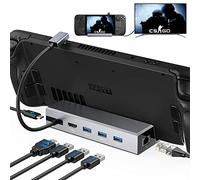 Benazcap 7-in-1 Aluminum Docking Station for Steam Deck OLED 2023/Steam Deck 2021, 4K@60Hz HDMI 2.0, Gigabit Ethernet Port, 3 x USB A 3.0 5Gbps Data Ports, 100W Power Delivery