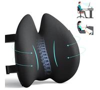 Benazcap Back Support Cushion, Ergonomic Lumbar Support Cushion, Memory Foam Back Cushion for Back Support and Fatigue Relief, Office Chair Cushion, Car Seat Cushion, with Double Adjustable Straps