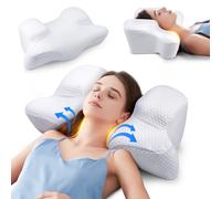 Benazcap Cervical Neck Beauty Pillow - Back Sleeper Pillow Reduces Pressure on Skin & Face, Sleep on Your Back Comfortably, Anti-Aging & Anti Wrinkle Memory Foam Pillow for Neck & Shoulder, White