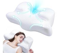 Benazcap Cervical Neck Beauty Pillow - Back Sleeper Pillow Reduces Pressure on Skin & Face, Sleep on Your Back Comfortably, Anti-Aging & Anti Wrinkle Memory Foam Pillow for Neck & Shoulder, White