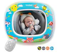 Benbat Baby Car Mirror - Safety Car Seat Mirror for Rear Facing Infant - Shatterproof Clear Wide Vision Day and Night - Entertain See and Soother with Remote control - Crash Tested and Certified, Blue
