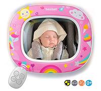 BenBat Baby Car Mirror - Safety Car Seat Mirror for Rear Facing Infant - Shatterproof Clear Wide Vision Day and Night - Entertain See and Soothe with Remote control - Crash Tested and Certified, Blue