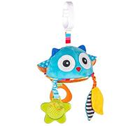 Benbat Dazzle Travel Mirror, Baby Toy, Clip on Baby Pram Toy, Baby Sensory Toy, BPA Free, Helps Develop Early Motor Skills. Newborn Rattle Toy, Baby Teething Toy. (Blue Owl)