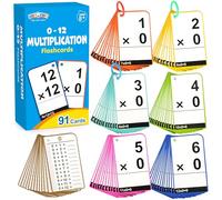 BenBen Multiplication Flash Cards 0-12, Times Table Flash Cards with Rings, Multiplication Practice for Kids 8-12, 2nd 3rd 4th 5th 6th Grade, 91 Cards, Math Flashcards for Homeschool Classroom