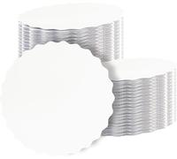 BENBER 10Pcs White Wave Round Cake Boards, Food Grade Cardboard Cake Base Plates