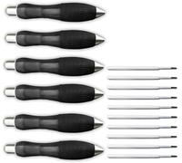 BENBER 14 Pcs Big Fat Pens Set, Large Retractable Ballpoint Wide Grip Pens,Large Wide Grip Pens Aids Writing For Those With Arthritis, Parkinson's, Carpal Tunnel & Essential Hand Tremors(6Black Body)