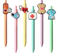 BENBER 6 Pack of Cute Nursing Pens with Heart, Syringe Designs in Black Ink - Versatile Writing Instruments for Nurses, Medical Assistants, Students (Medical)