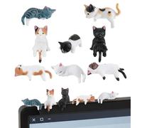 BENBER 8Pcs Mini Cat Figurines Set, Cute Resin Desk Accessories & Office Decor, Adorable Cat Statues for Monitor Stand, Car Dashboard & Home Shelf Ornaments, for Funny Cat Lovers