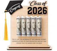 BENBER Class of 2026 Wooden Graduation Money Holder, Creative Cash Gift, Unique Present for Graduates, Ideal for Son, Daughter and Seniors