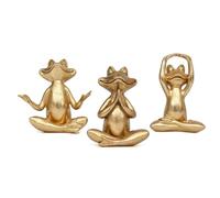 BENBER Gold Frog Yoga Figurines 3 Pcs,Modern Decor for Shelf,Desk,Office