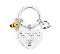 BENBER Teacher Keychain - Valentines Day, Graduation Gifts for Teachers Bee Thank You Gift Keyring Teacher Appreciation Gift for Birthday Graduation Christmas Women Men