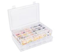 Benbilry 2 Pack 36 Grids Clear Storage Containers Plastic Organizer Box Craft Boxes with Adjustable Dividers for Beads Art DIY Fishing Tackles Jewelry Crafts, 27.4 x 17.6 x 4.4 cm (36gsnh-2gz)