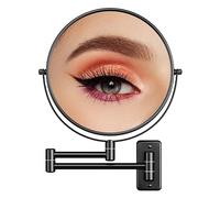 Benbilry 9" Large Size Wall Mounted Makeup Mirror, 1X/10X Magnifying Double Sided Shaving Mirror for Bathroom, 360° Swivel Extendable Arm, Black