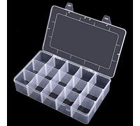 Benbilry Benvivy Plastic Jewelry Box Organizer Container Storage Box Compartment Organizer with Adjustable Dividers 15 Grids for Beads Jewelry Earring Tool Fishing Hook Small Accessories (15 Grids)
