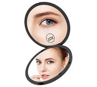 Benbilry Great Compact Makeup Mirror 1x/10x Magnification Travel Cosmetic Mirror - 4 inch 2-sided 1x & 10x Magnifying Pocket Size Small Portable Folding Mirror (Black)