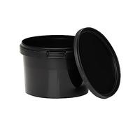 BenBow Bucket with Lid, 0.5 L, Black, 1 x 0.5 Litres, Food-Safe, Stable, Airtight, Leak-Proof, Odourless, Plastic Storage Container, Empty