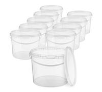 BenBow Bucket with lid 0,79 GAL (3 L) Transparent 10x 3 Litres - food-safe, sturdy, airtight, leak-proof - plastic storage container, with handle - empty