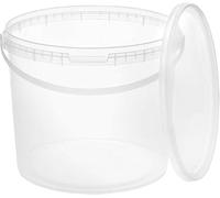 BenBow Bucket with lid 1,32 GAL (5 L) Transparent 5x 5 Litres - food-safe, sturdy, airtight, leak-proof - plastic storage container, with handle - empty