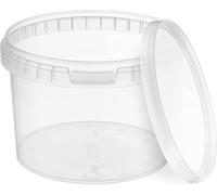 BenBow Bucket with Lid 1 x 0.5 L Transparent Food Safe Stable Airtight Plastic Bucket with Handle Empty 10 Pieces Each 0.5 Litres