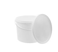 BenBow Bucket with lid 10l white 3x 10 litres - food-safe, stable, airtight, leak-proof, odourless - plastic storage container, with handle - empty