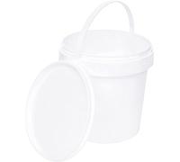 BenBow Bucket with lid 1l white 10x 1 liters - food-safe, stable, airtight, leak-proof, odourless - plastic bucket with handle - empty