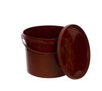 BenBow bucket with lid 2,20 gal (10l) brown 5x 10 litres - food-safe, stable, airtight, leak-proof, odourless - plastic storage container, with handle - empty