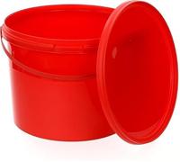 BenBow bucket with lid 2,20 gal (10l) red 10x 10 litres - food-safe, stable, airtight, leak-proof, odourless - plastic storage container, with handle - empty