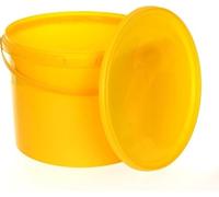 BenBow bucket with lid 2,20 gal (10l) yellow 1x 10 litres - food-safe, stable, airtight, leak-proof, odourless - plastic storage container, with handle - empty