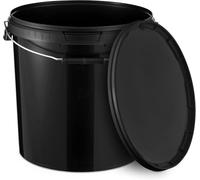 BenBow Bucket with lid 20 L Schwarz 10x 20 Litres - food-safe, sturdy, airtight, leak-proof - plastic storage container, with metal handle - empty