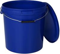 BenBow Bucket with Lid, 20 Litres, Blue, 5 x 20 Litres, Food-Safe, Stable, Airtight, Leak-Proof, Plastic Storage Container with Metal Handle, Empty