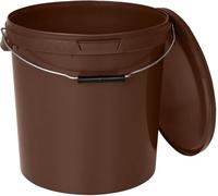 BenBow Bucket with Lid, 20 Litres, Brown, 1 x 20 Litres, Food-Safe, Stable, Airtight, Leak-Proof, Plastic Storage Container with Metal Handle, Empty